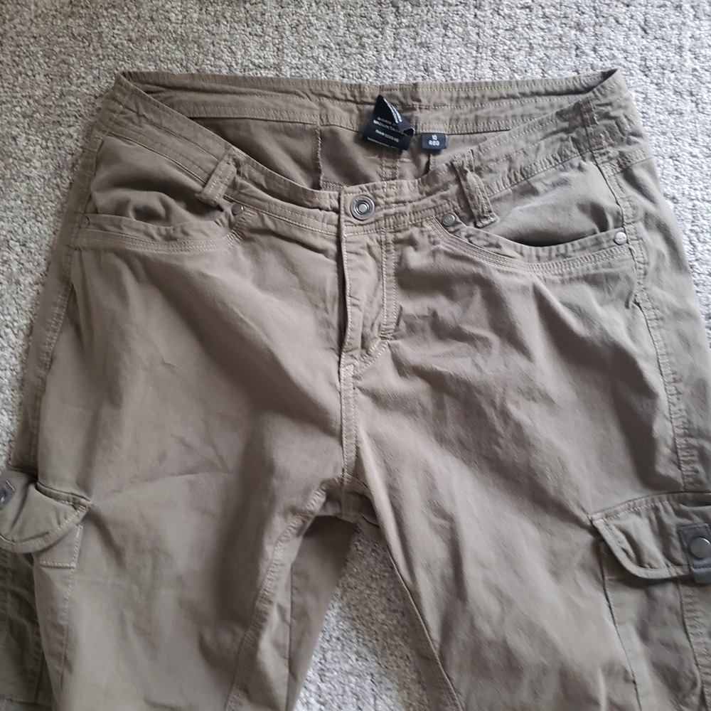Kuhl Roll Up Convertible‎ Cargo Pants Hiking Travel Outdoor Olive Green Size 10 - Picture 3 of 13